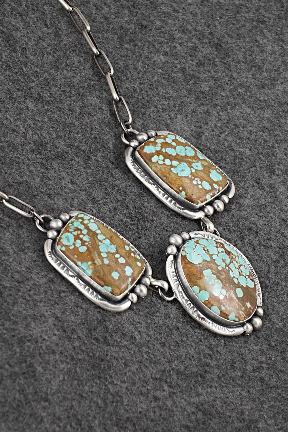Turquoise & Sterling Silver Necklace and Earrings Set - Paul Livingston