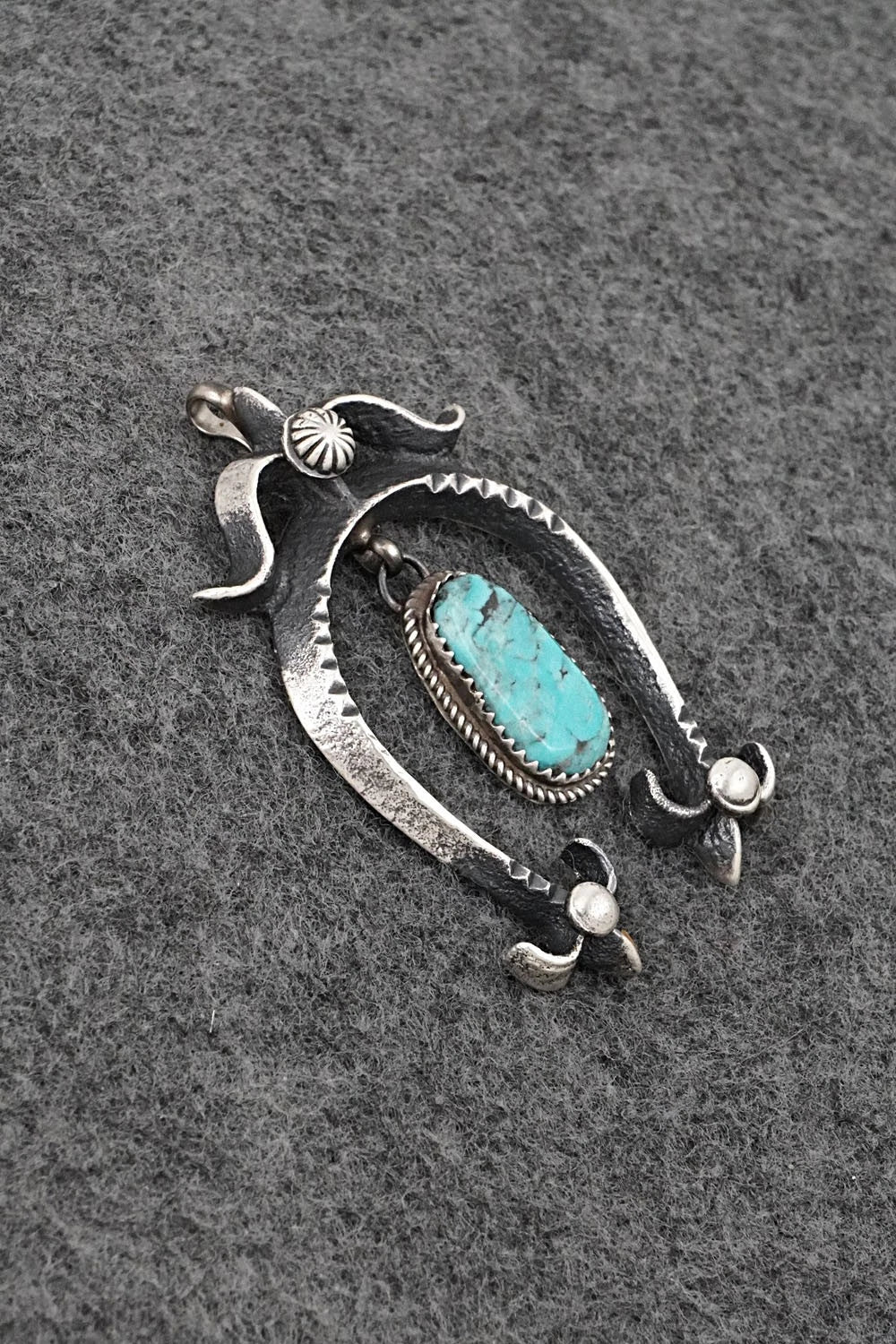 Turquoise and Sterling Silver Pendant - Martha Cayatineto
