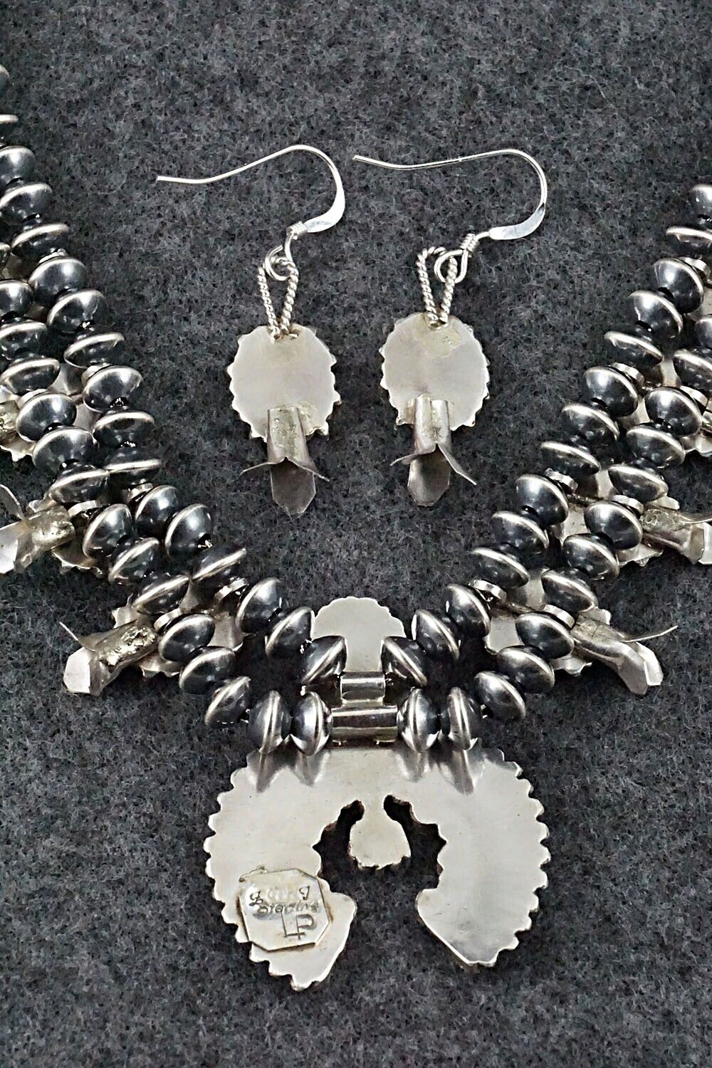 Turquoise & Sterling Silver Mini Squash Blossom Set - Lorena Peina