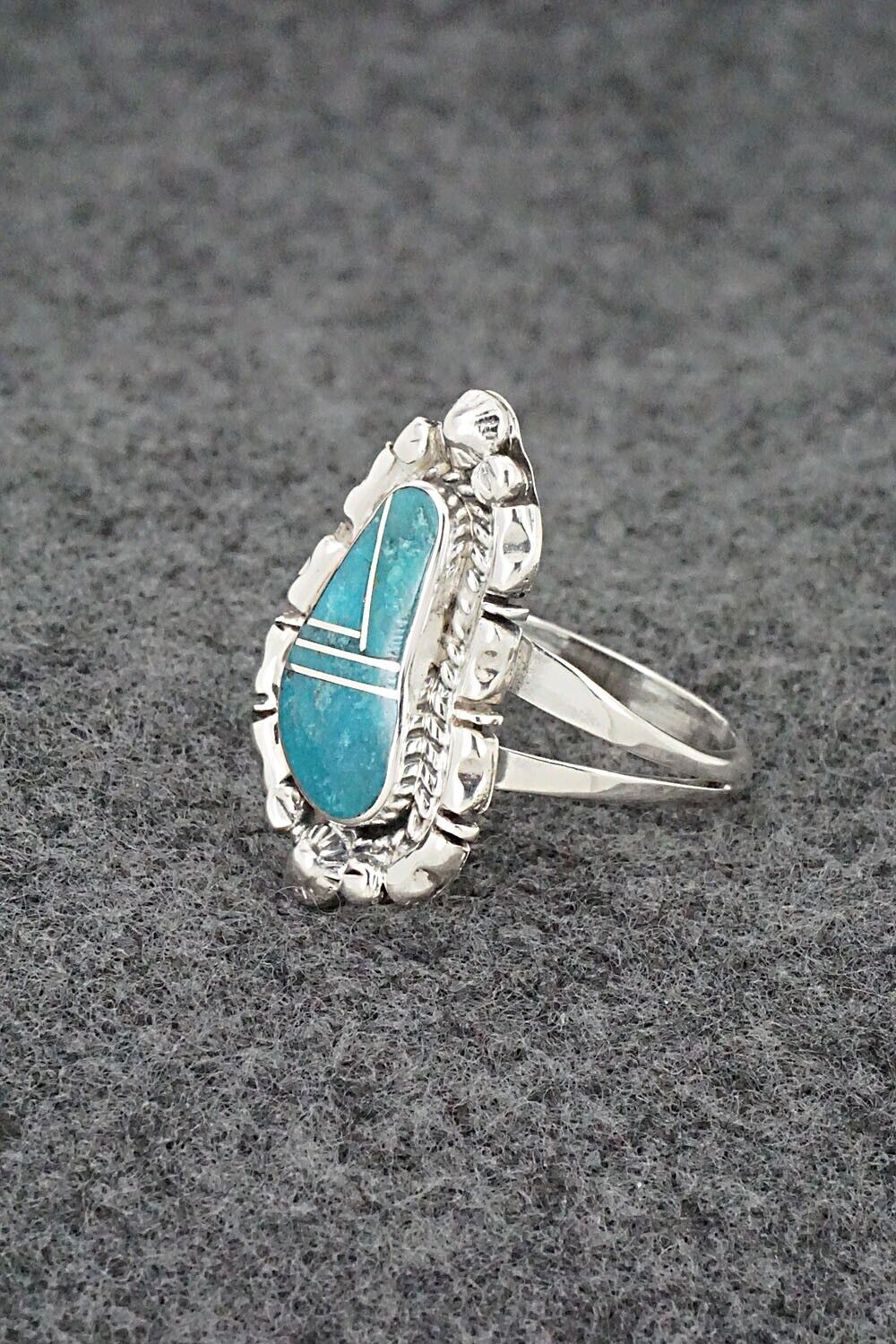 Turquoise & Sterling Silver Inlay Ring - James Manygoats - Size 9