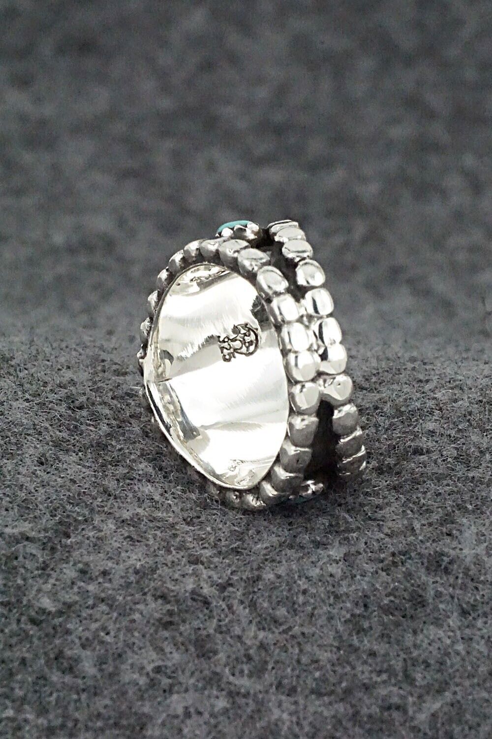 Turquoise & Sterling Silver Ring - Kenny Lonjose - Size 7.5