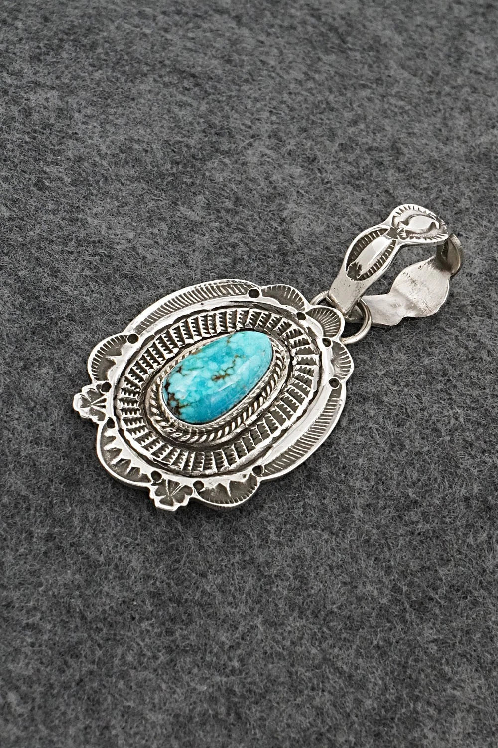 Turquoise & Sterling Silver Pendant - Leonard Maloney