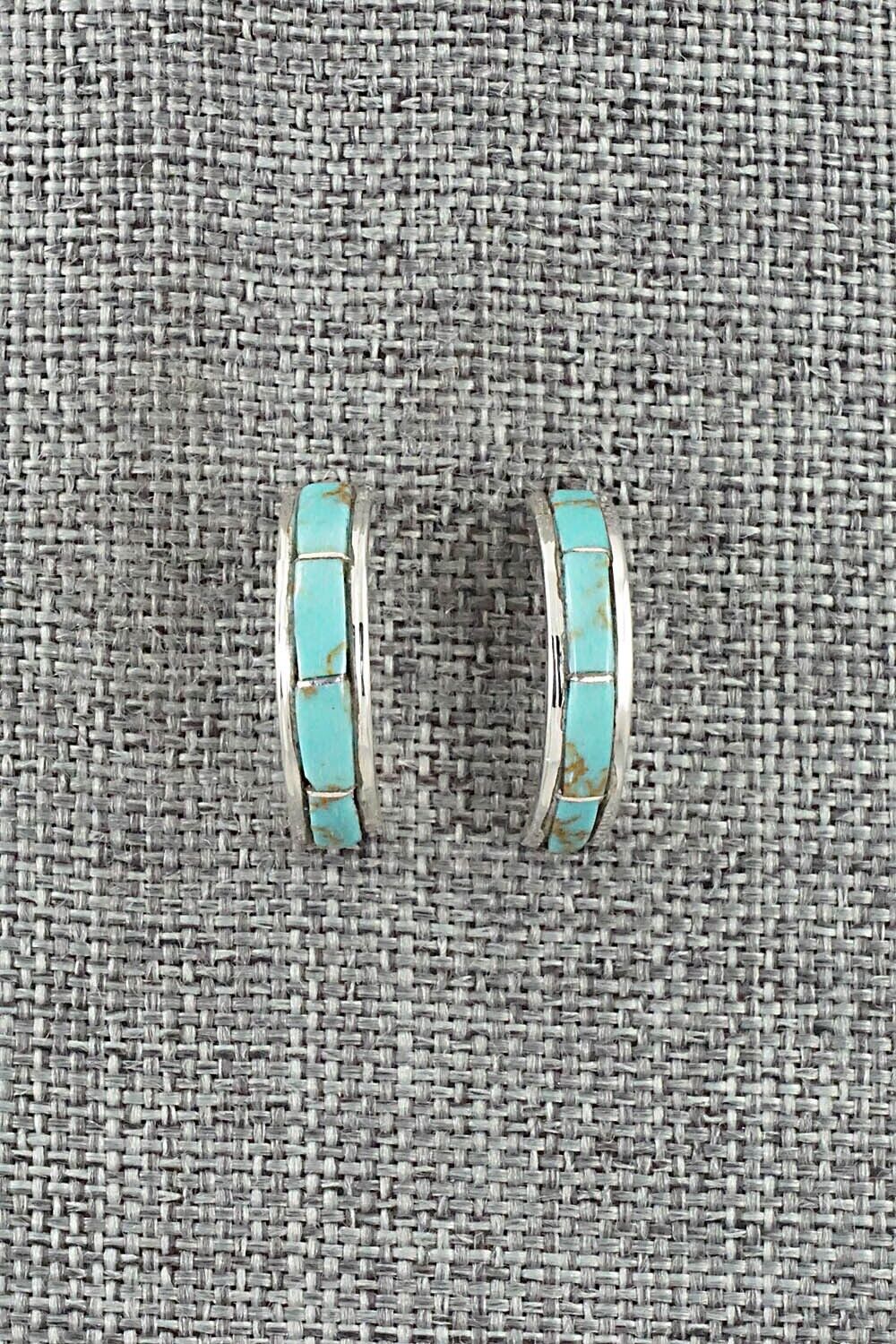 Turquoise & Sterling Silver Hoop Earrings - Alton Tom