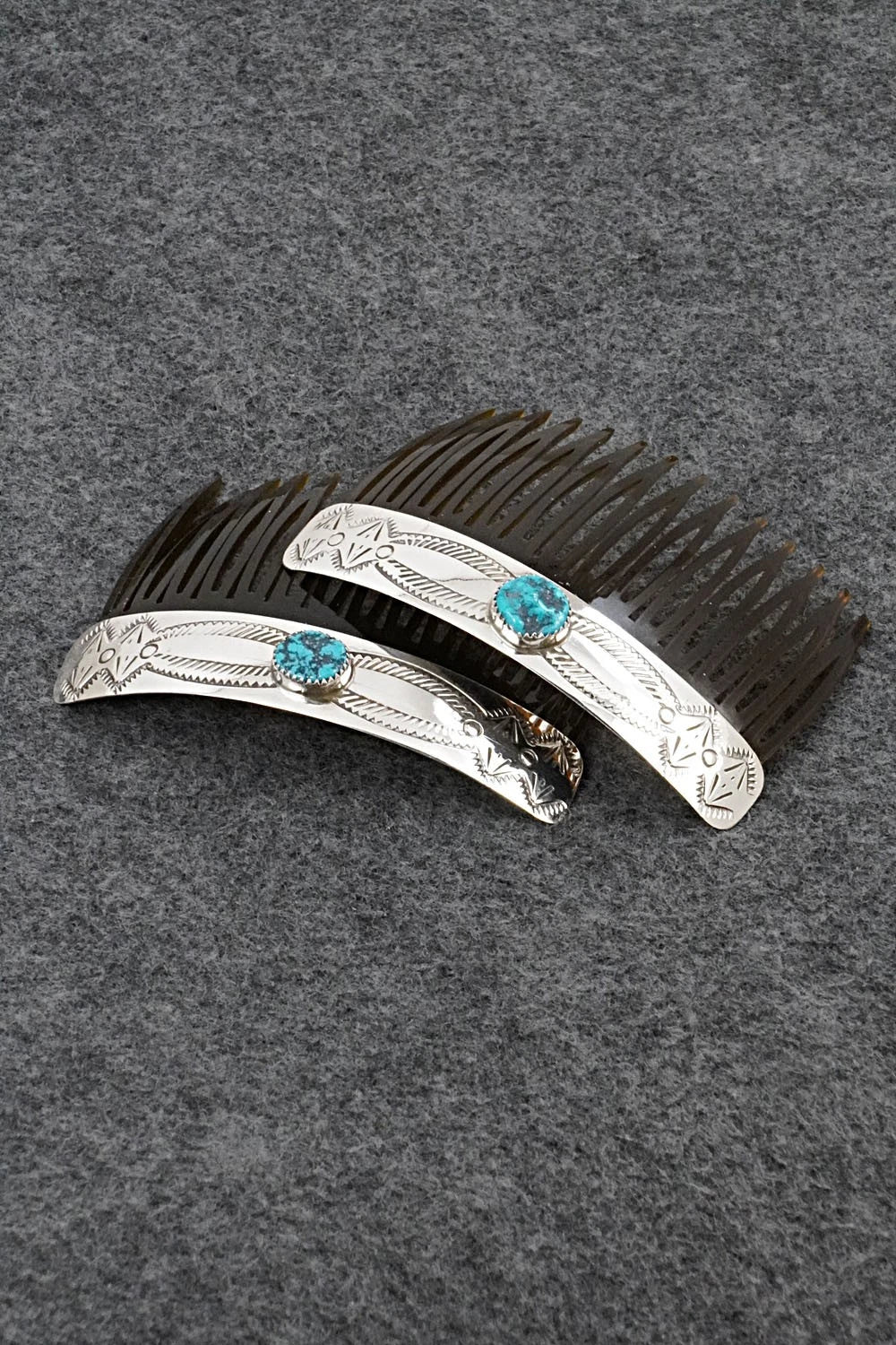 Turquoise & Sterling Silver Hair Combs - Joann Silver