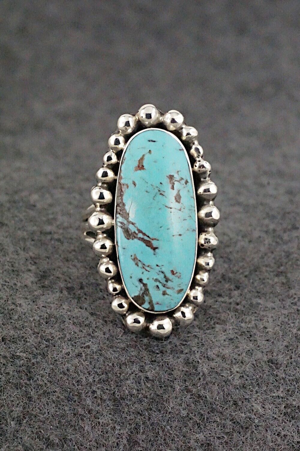 Turquoise & Sterling Silver Ring - Clarence Long - Size 5.75