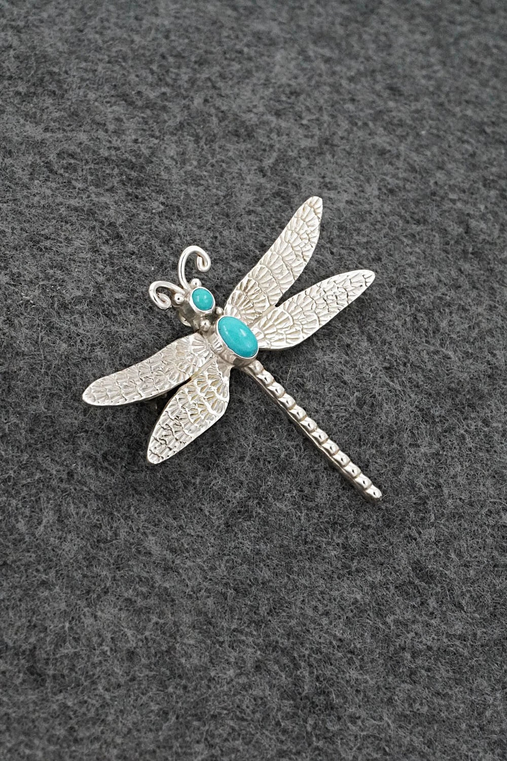 Turquoise & Sterling Silver Pendant/Pin - Lee Charley