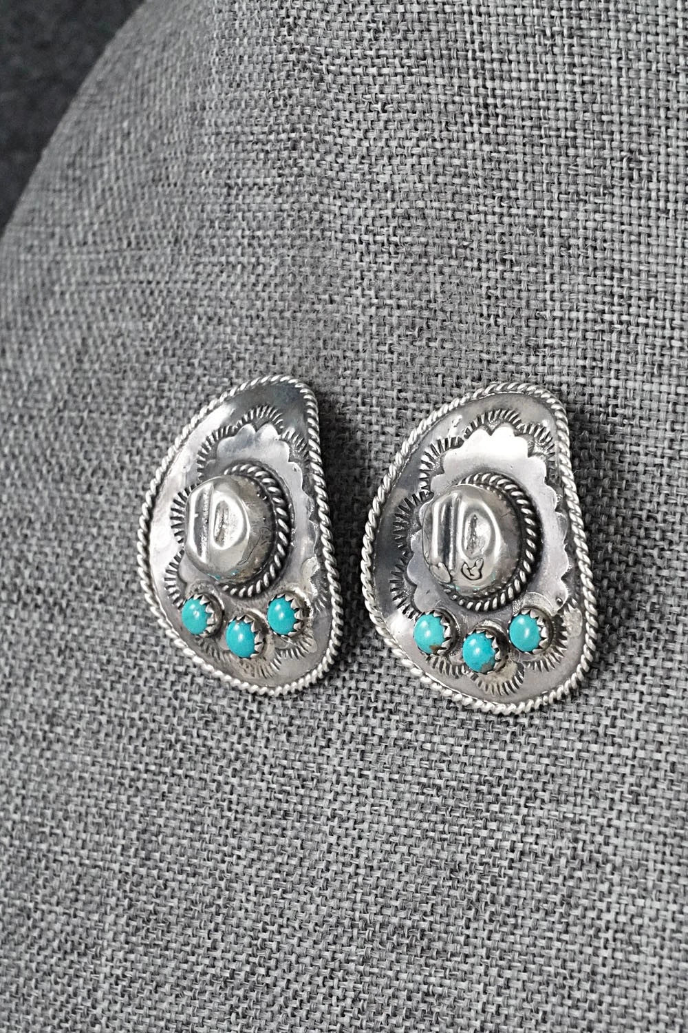 Turquoise & Sterling Silver Earrings - Bobby Platero