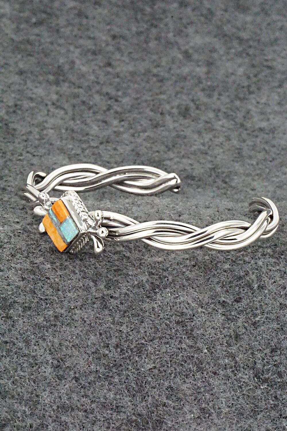Spiny Oyster, Opalite & Sterling Silver Bracelet - James Manygoats