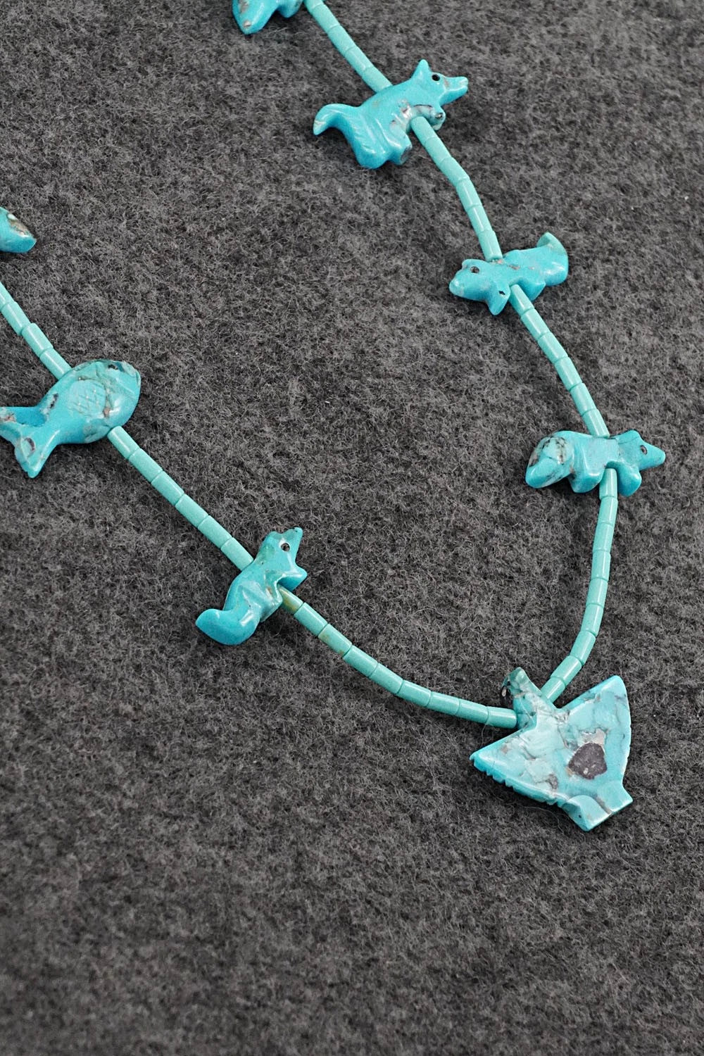 Turquoise Fetish Carving & Sterling Silver Necklace - Hector Goodluck