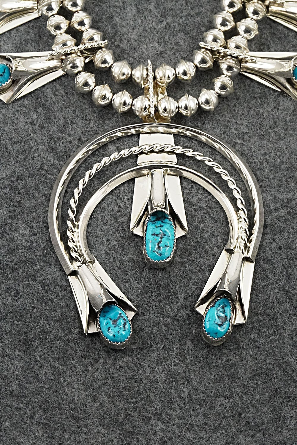 Turquoise & Sterling Silver Squash Blossom Set - Louise Yazzie