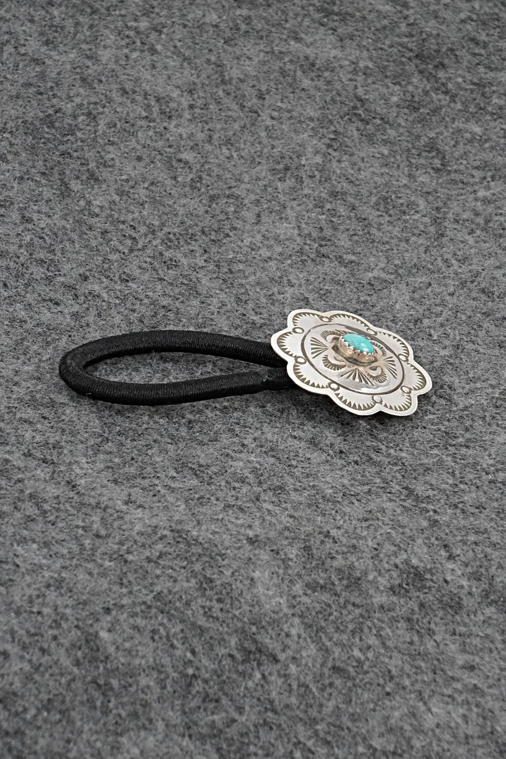 Turquoise & Sterling Silver Hair Tie - Bertha Begay