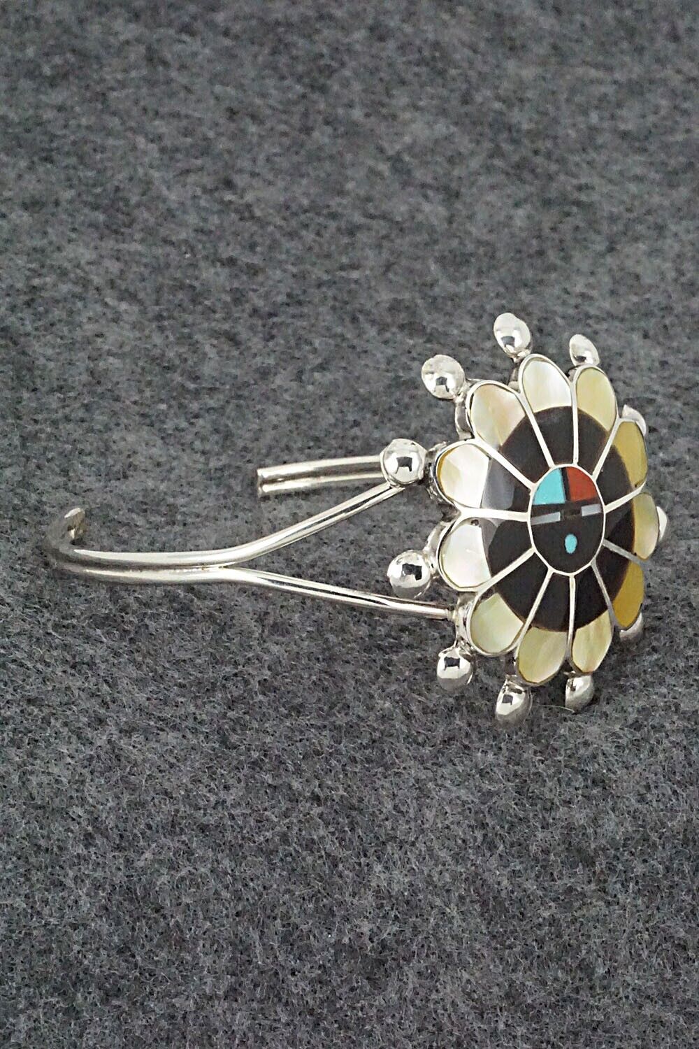Multi Stone & Sterling Silver Inlay Bracelet - Pauline Lonjose