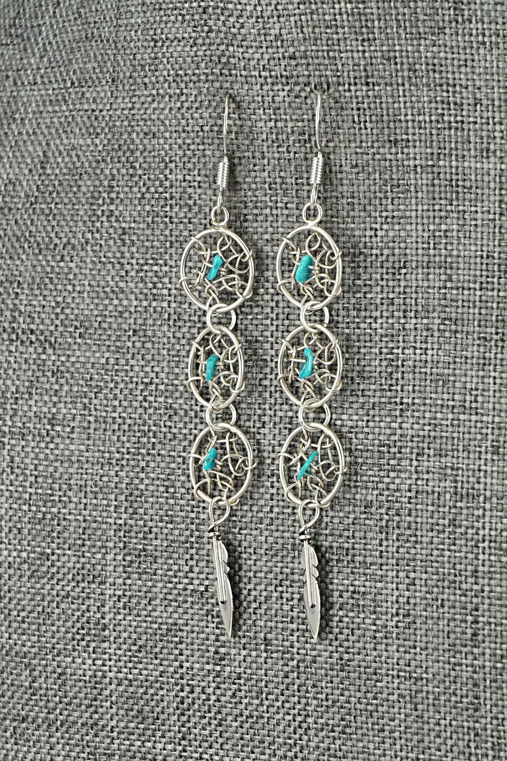 Turquoise & Sterling Silver Earrings - Lorenzo Arviso Jr.