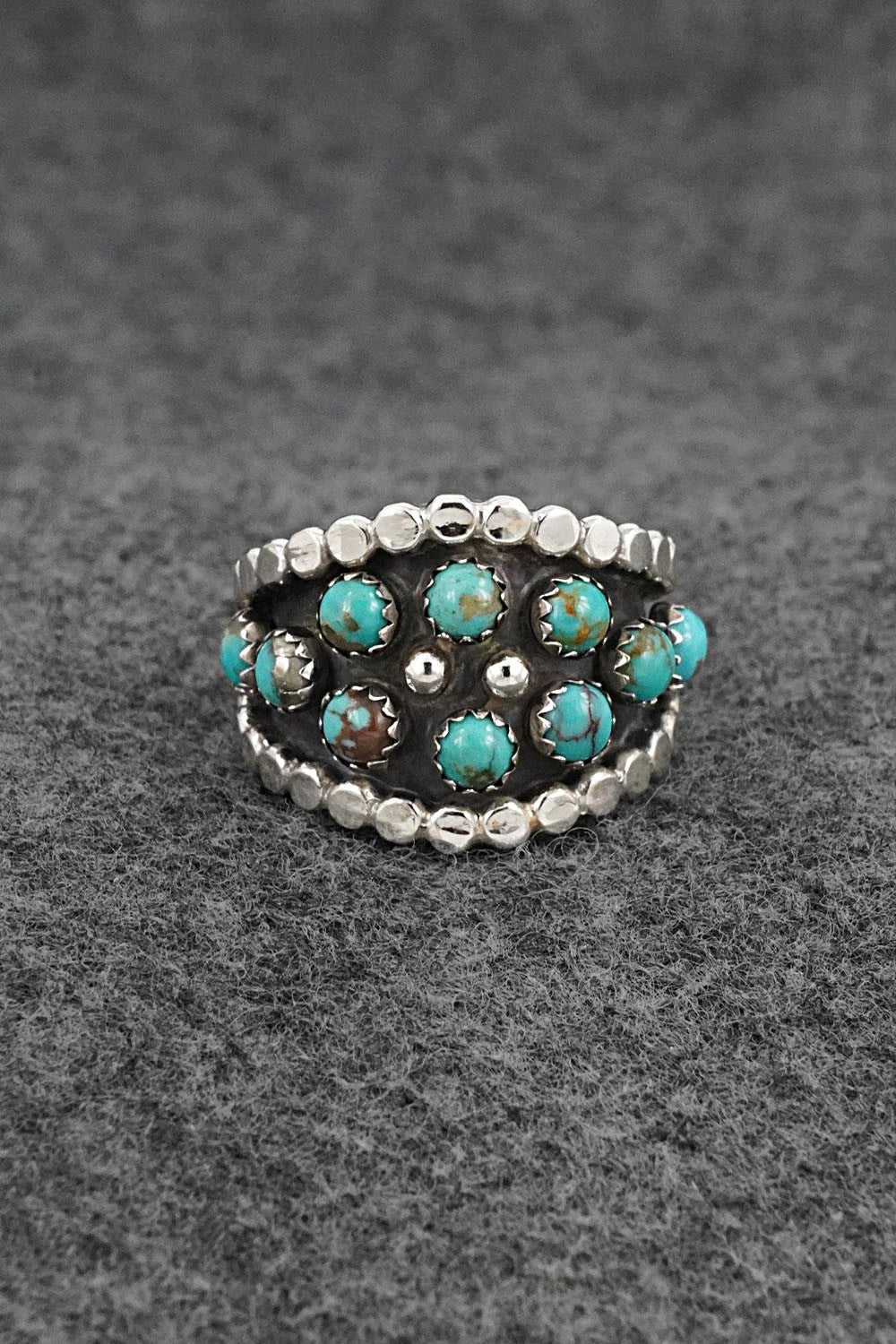 Turquoise & Sterling Silver Ring - Kenny Lonjose - Size 7.5