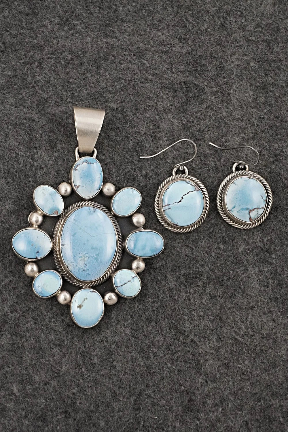 Turquoise & Sterling Silver Pendant and Earrings Set - Bobby Johnson