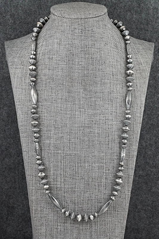 Sterling Silver Navajo Pearl Necklace 24" - Vintage