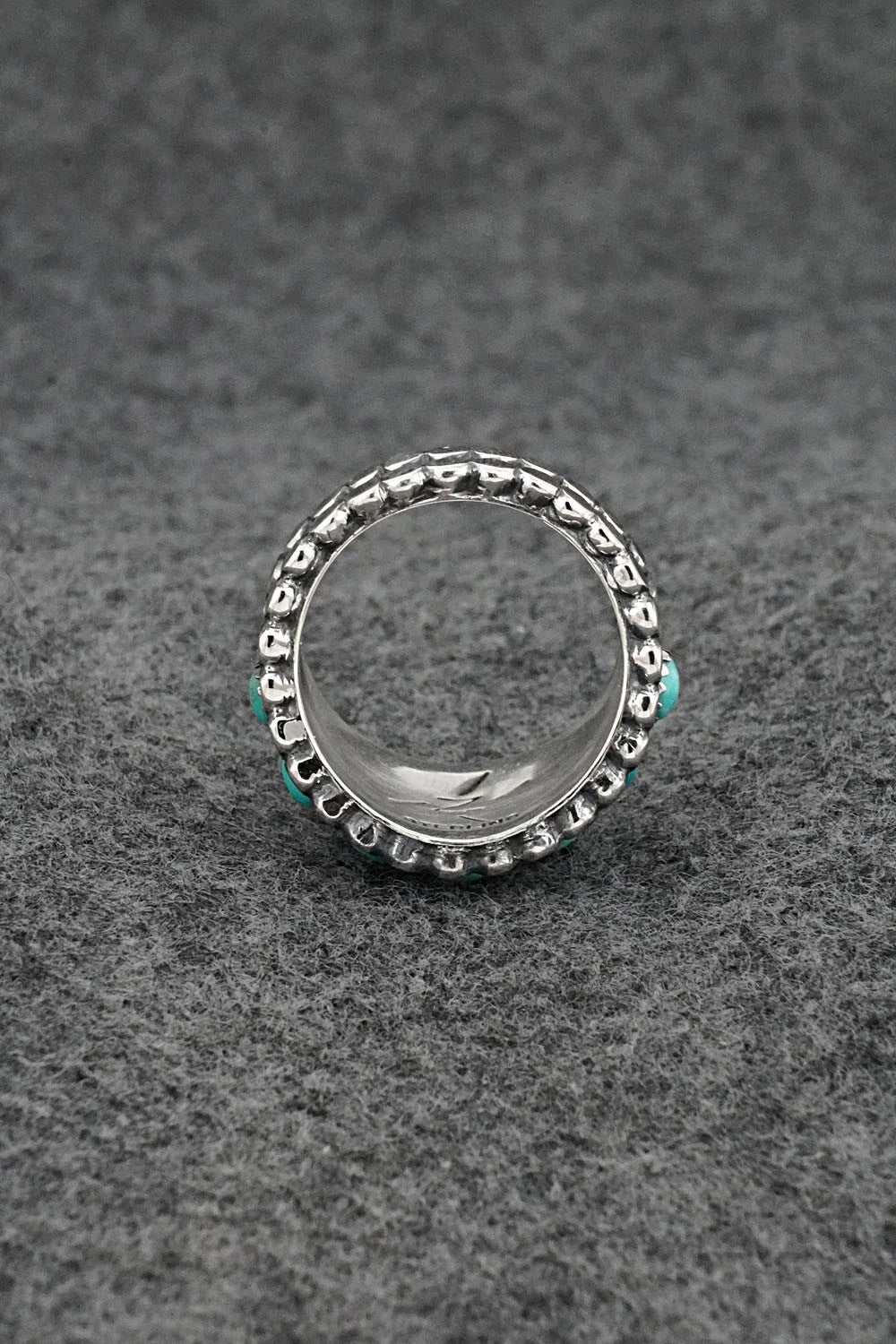 Turquoise & Sterling Silver Ring - Kenny Lonjose - Size 8.5