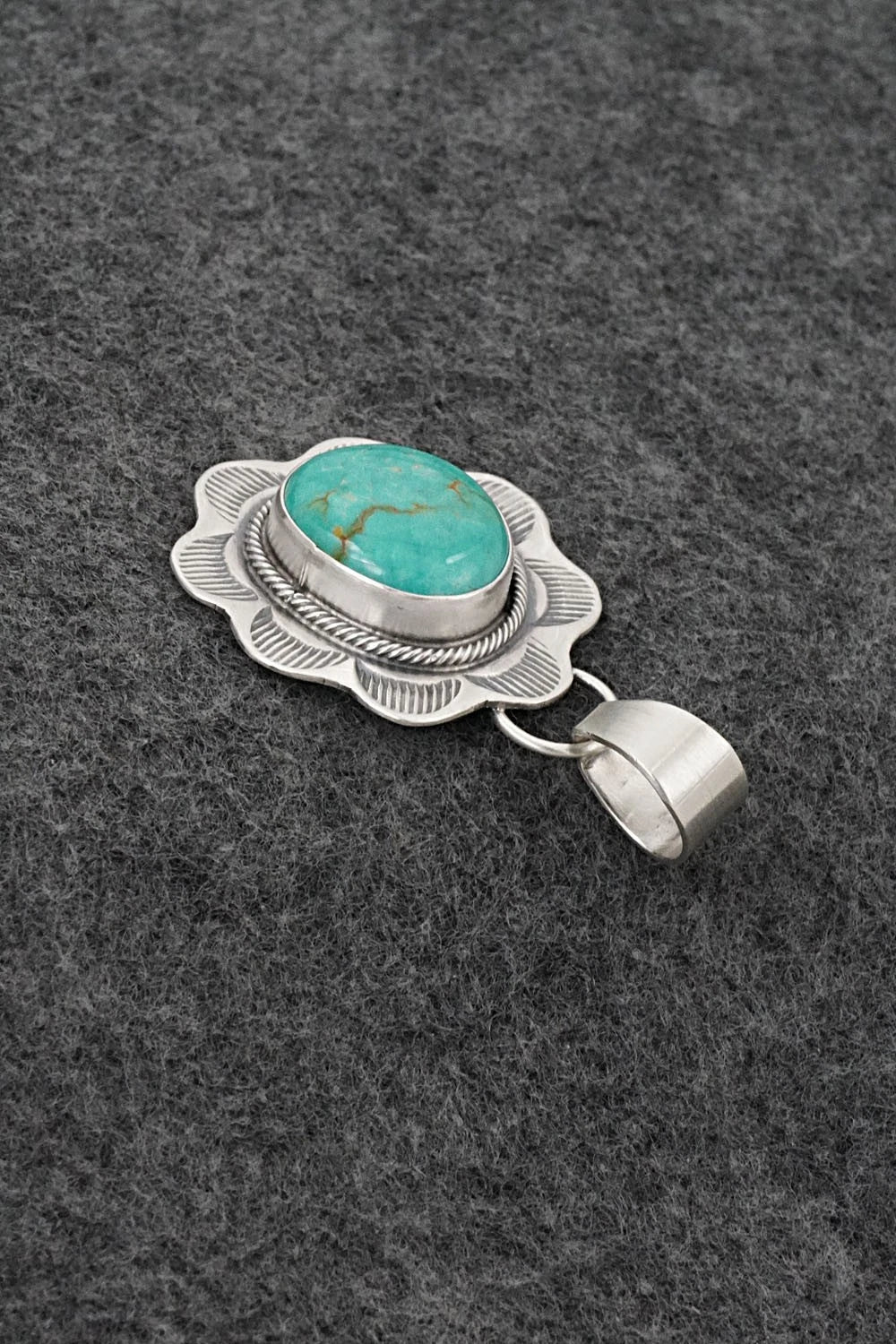 Turquoise & Sterling Silver Pendant - Cordell Platero
