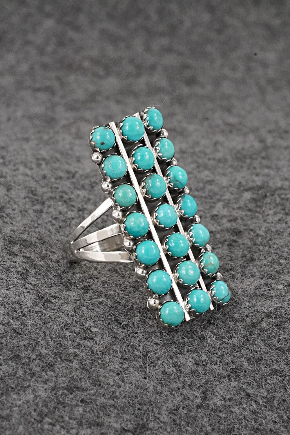 Turquoise & Sterling Silver Ring - Kenny Lonjose - Size 7.5