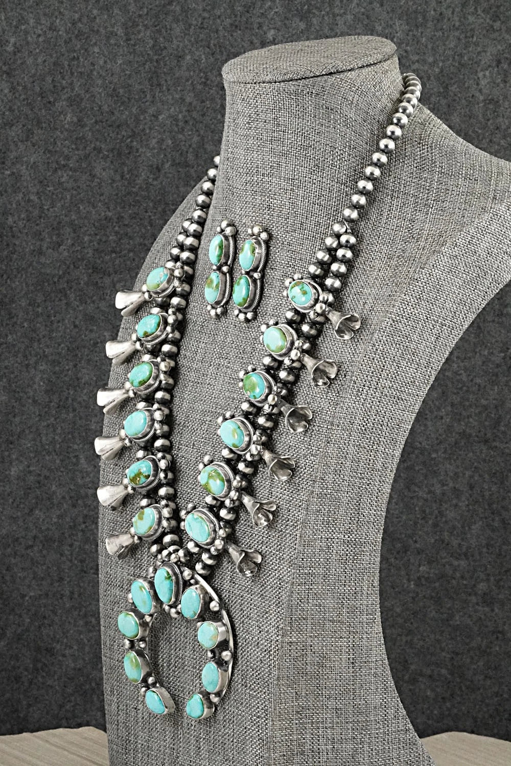 Turquoise & Sterling Silver Squash Blossom Set - Darrin Livingston