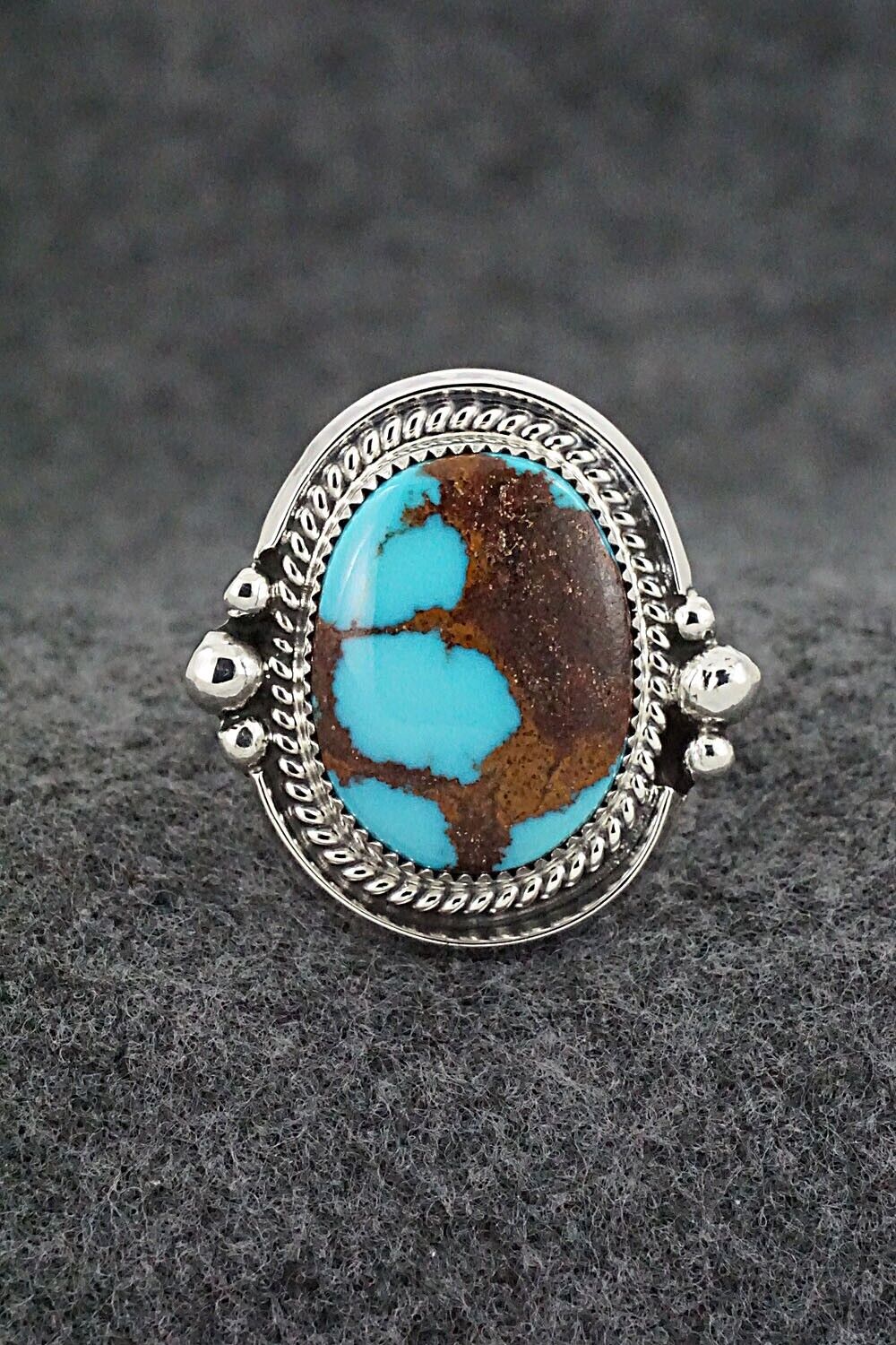 Turquoise & Sterling Silver Ring - Leslie Nez - Size 10.5
