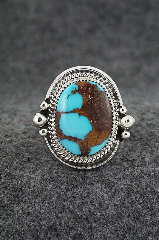 Turquoise & Sterling Silver Ring - Leslie Nez - Size 10.5