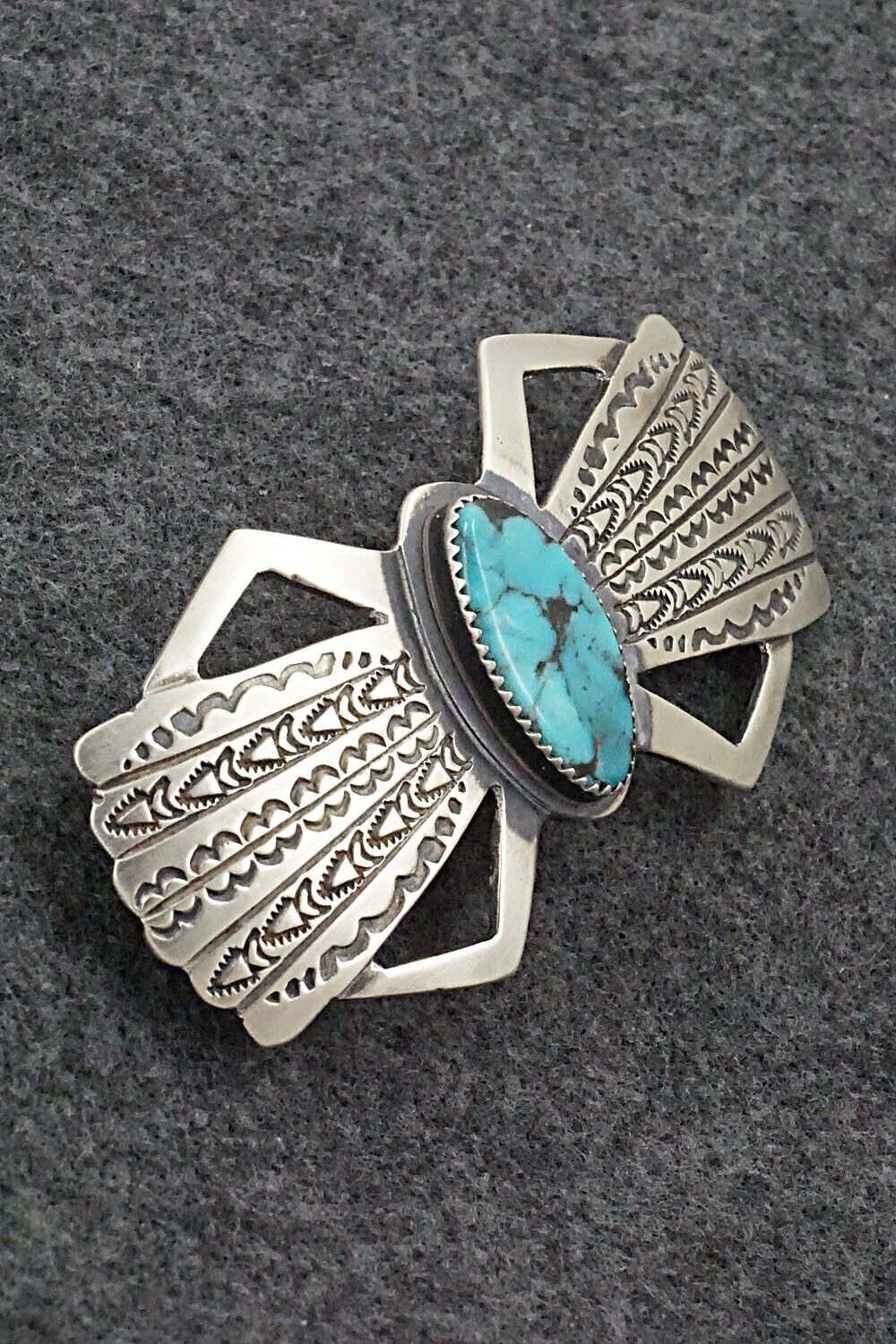 Turquoise & Sterling Silver Hair Barrette - Martha Cayatineto