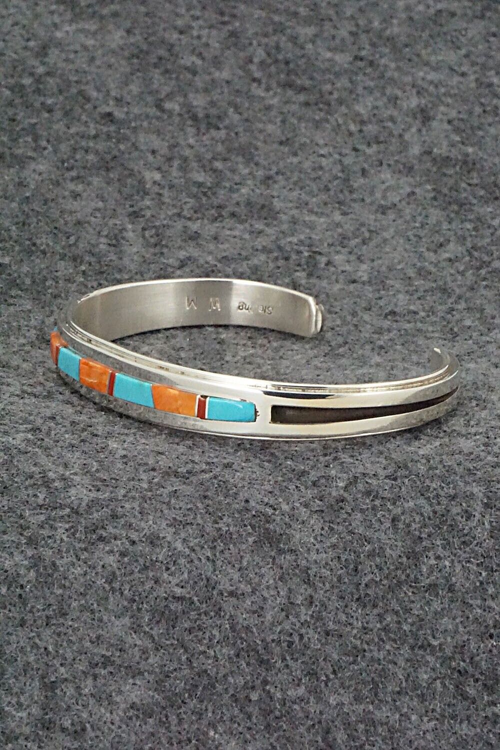 Turquoise, Coral, Spiny Oyster & Sterling Silver Bracelet - Wilbert Muskett