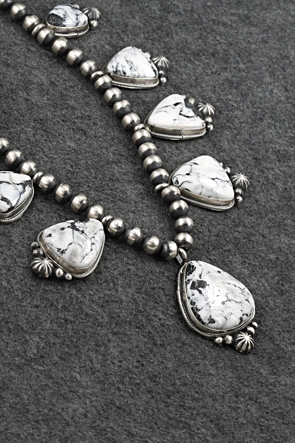 White Buffalo & Sterling Silver Necklace and Earrings Set - Darrin Livingston