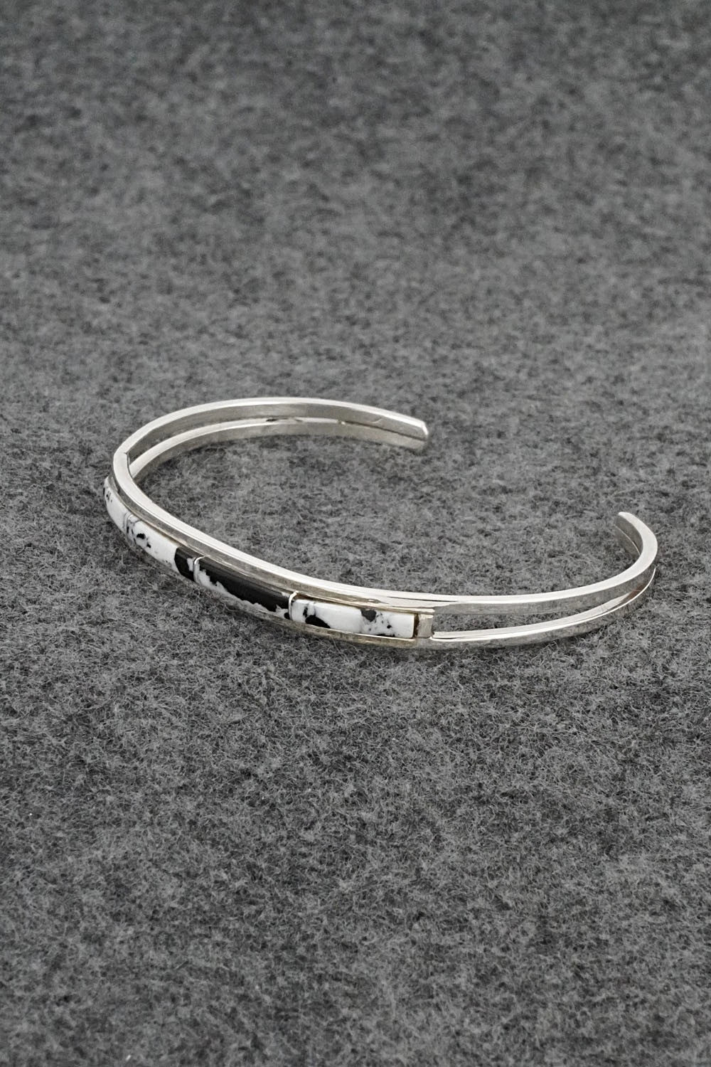 White Buffalo & Sterling Silver Inlay Bracelet - Jamie Johnson