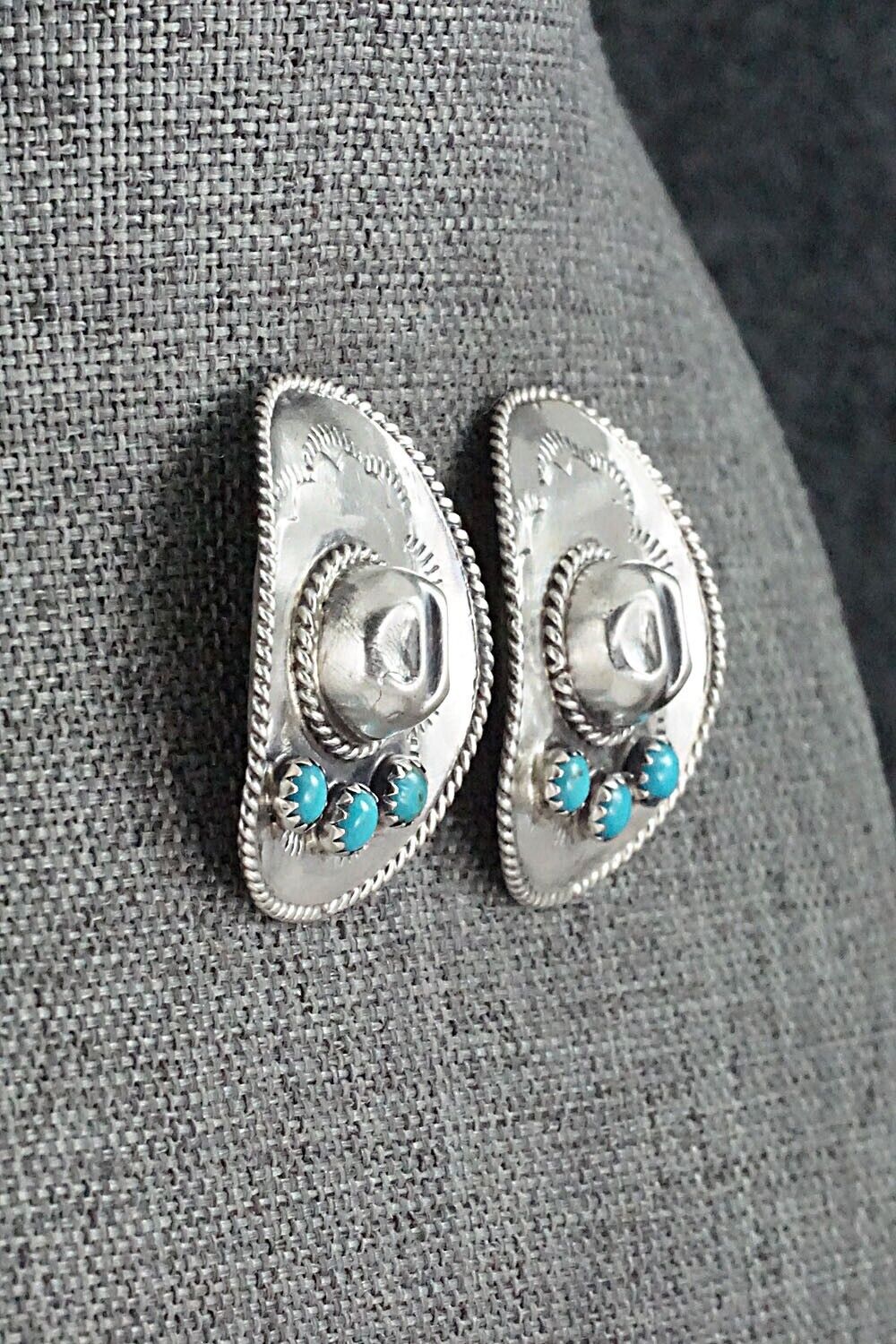 Turquoise & Sterling Silver Earrings - Bobby Platero