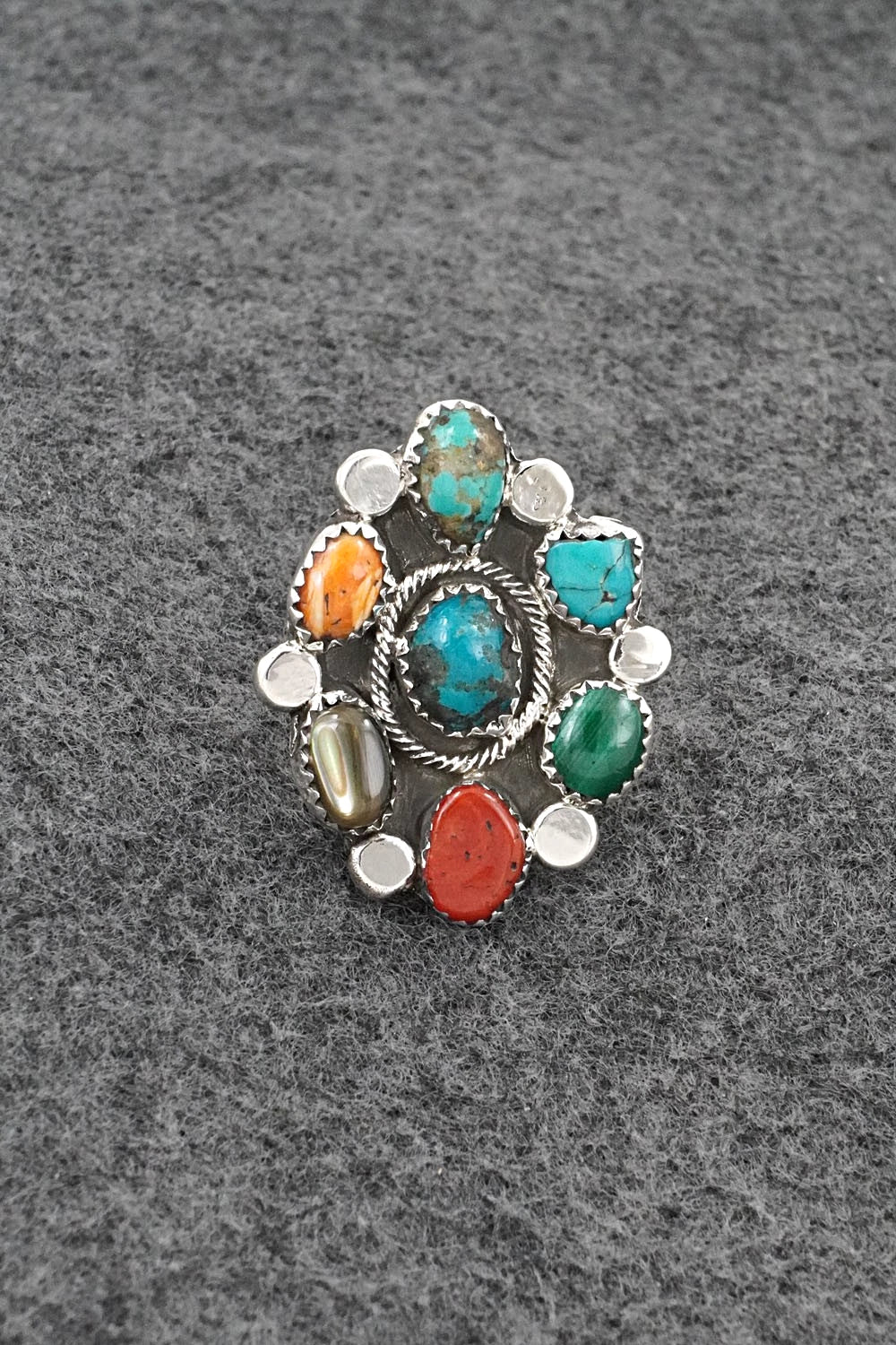 Multi-Stone & Sterling Silver Ring - Priscilla Reeder - Size 8