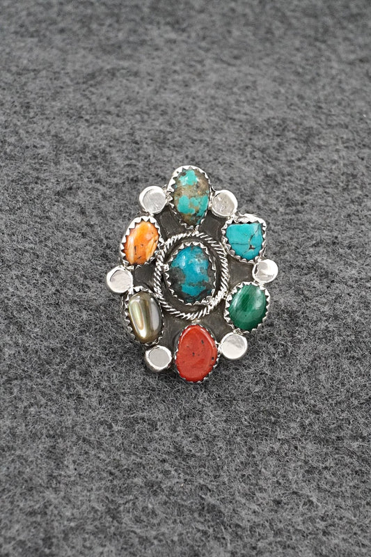 Multi-Stone & Sterling Silver Ring - Priscilla Reeder - Size 8