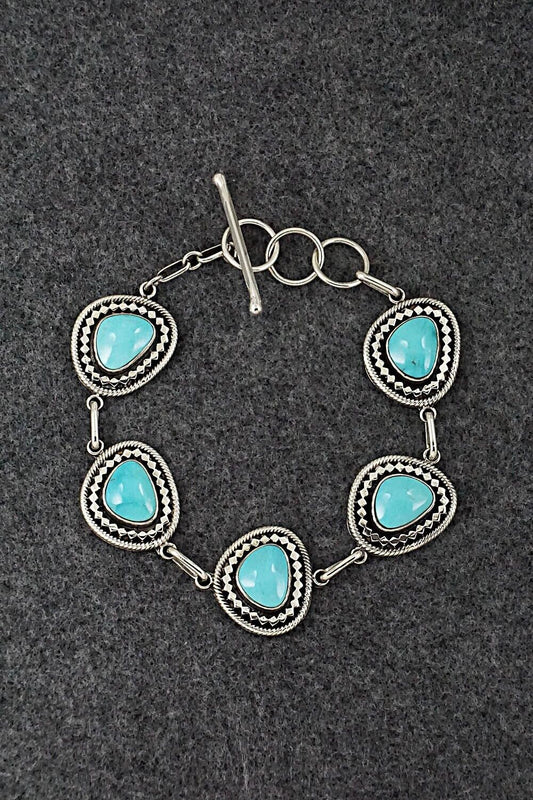 Turquoise & Sterling Silver Link Bracelet - Sheena Jack