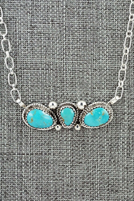 Turquoise & Sterling Silver Necklace - Ernest Hawthorne