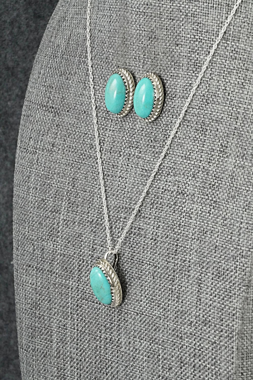 Turquoise & Sterling Silver Necklace Set - Murray Hannaweeka