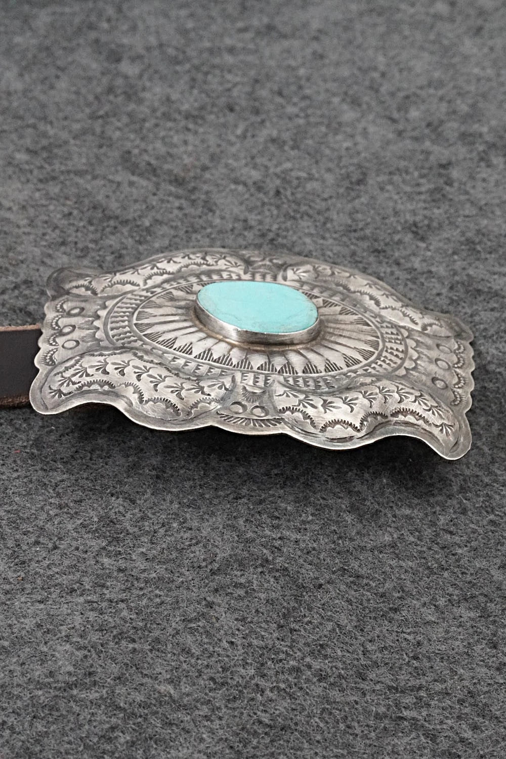 Turquoise, Sterling Silver & Leather Concho Belt - Dan Morgan