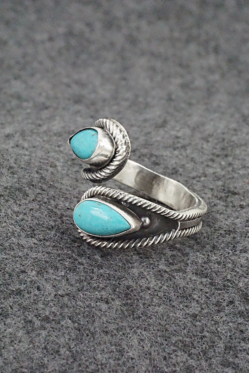 Turquoise & Sterling Silver Ring - Kenny Lonjose - Size 9.5