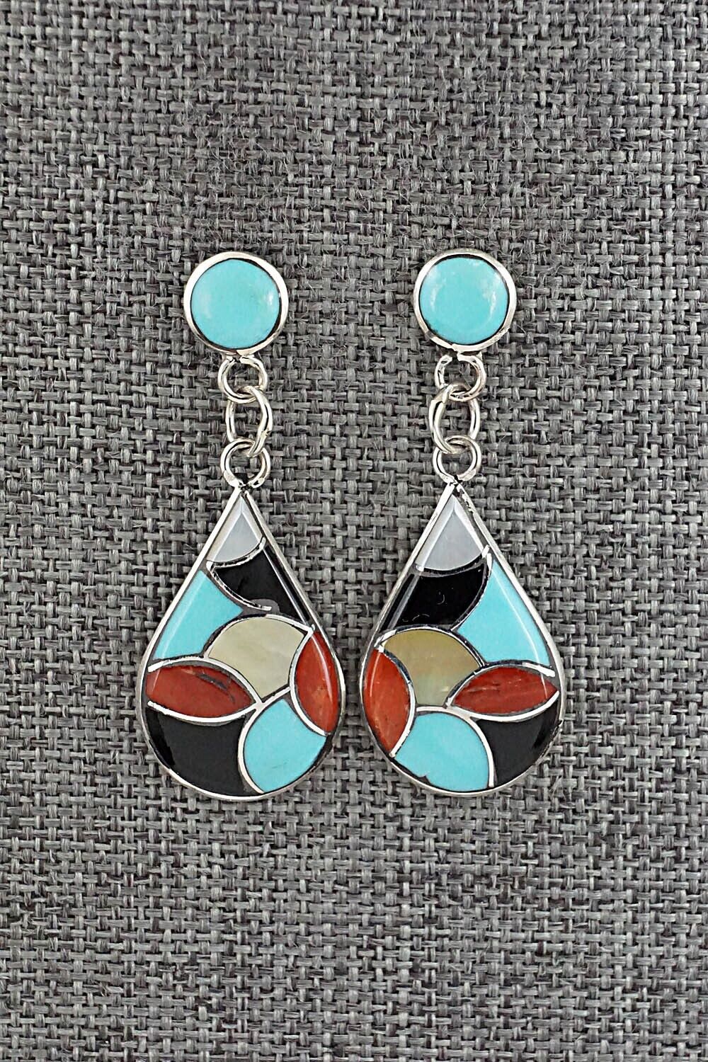 Multi-Stone & Sterling Silver Inlay Earrings - Delorna Lahi