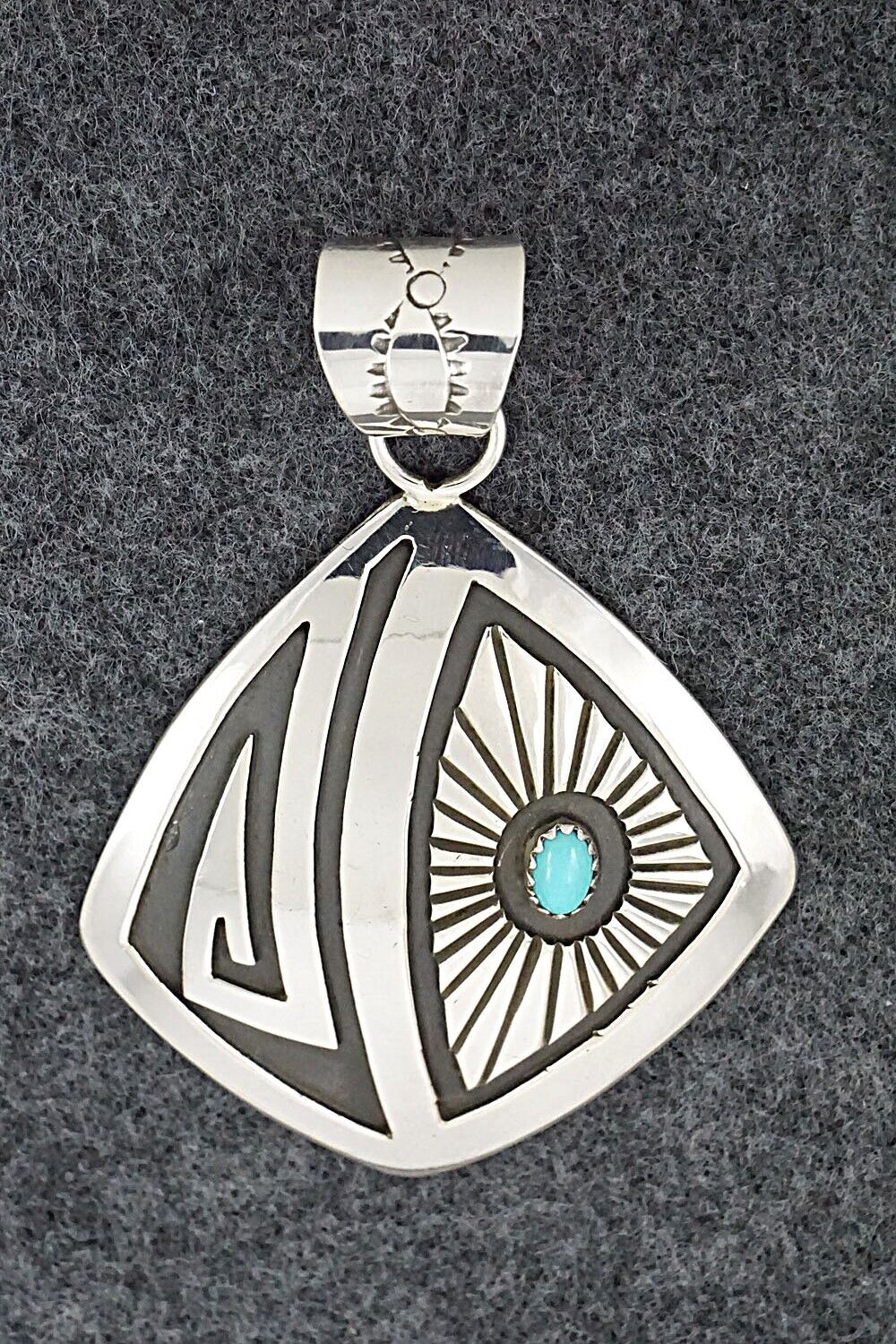 Turquoise and Sterling Silver Pendant - Rosco Scott