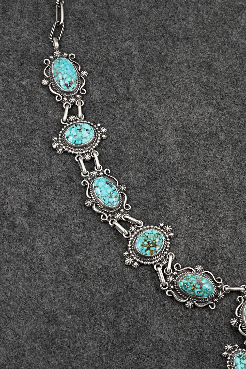 Turquoise & Sterling Silver Necklace and Earrings Set - Raymond Delgarito