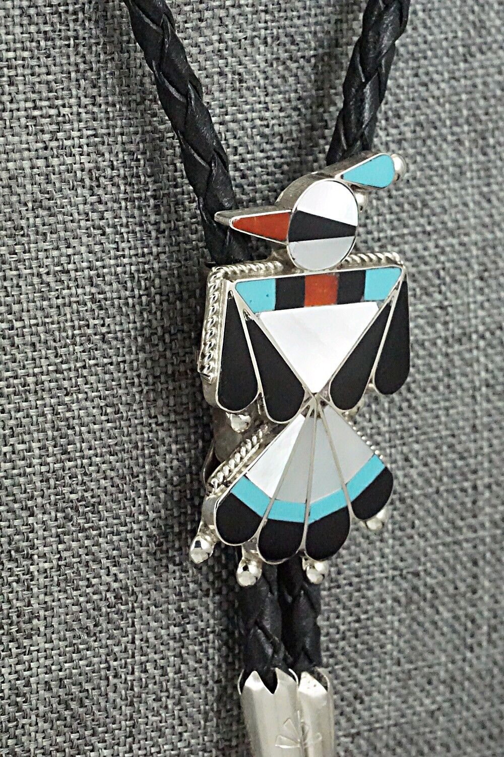 Multi-Stone & Sterling Silver Inlay Bolo Tie - Favian Cellicion