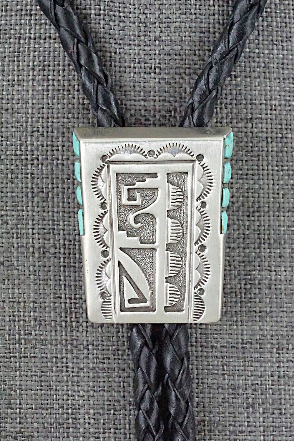 Turquoise & Sterling Silver Bolo Tie - Leonard Jim