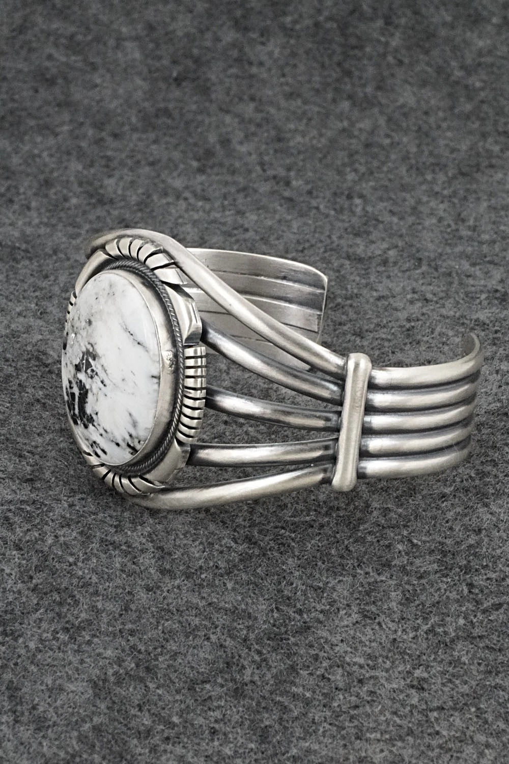 White Buffalo & Sterling Silver Bracelet - Mark Yazzie