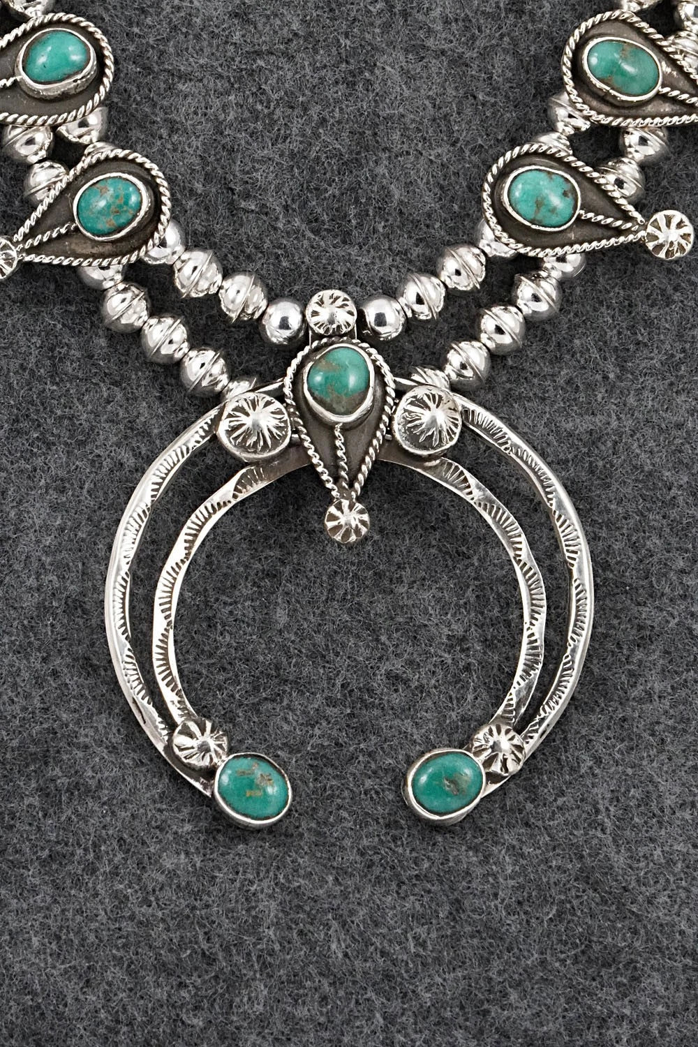 Turquoise & Sterling Silver Squash Blossom Set - Priscilla Reeder