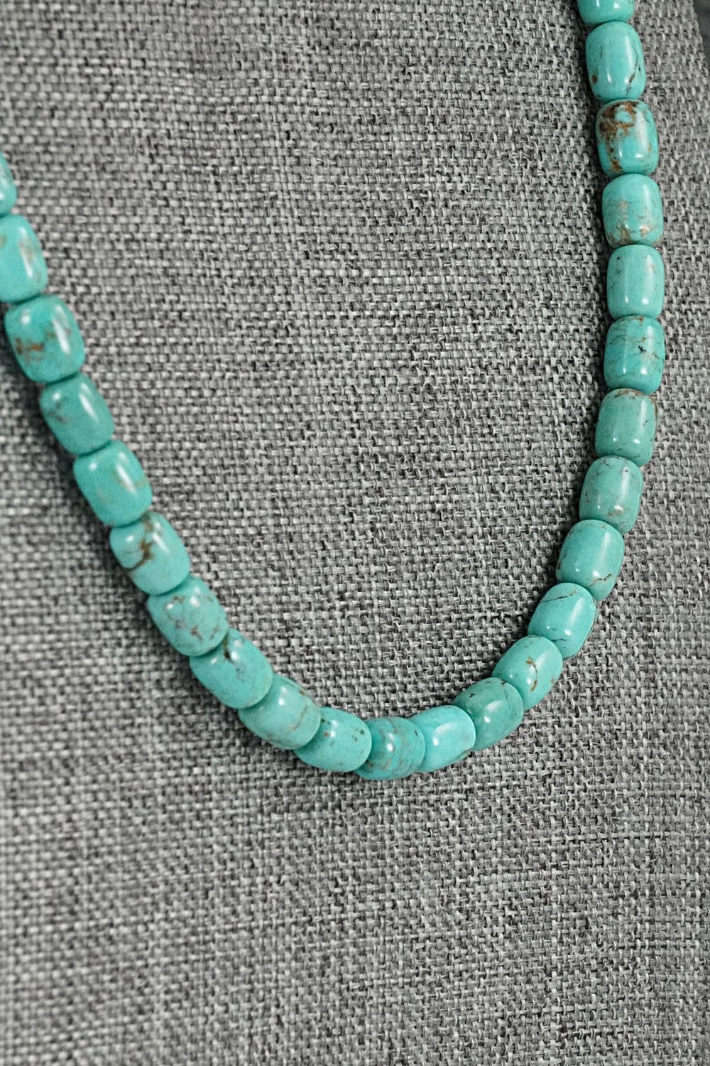 Turquoise & Sterling Silver Necklace 18" - Doreen Jake