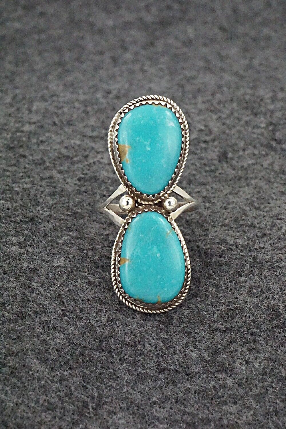 Turquoise & Sterling Silver Ring - Ernest Hawthorne - Size 7.5