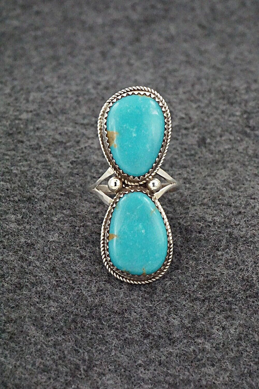Turquoise & Sterling Silver Ring - Ernest Hawthorne - Size 7.5