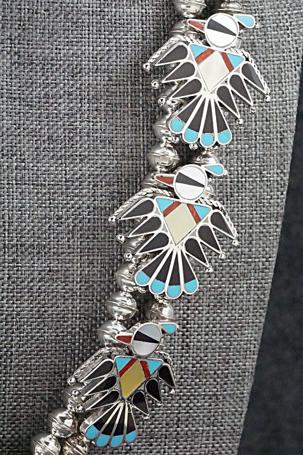 Multi Stone & Sterling Silver Inlay Necklace Set - Adrian Wallace