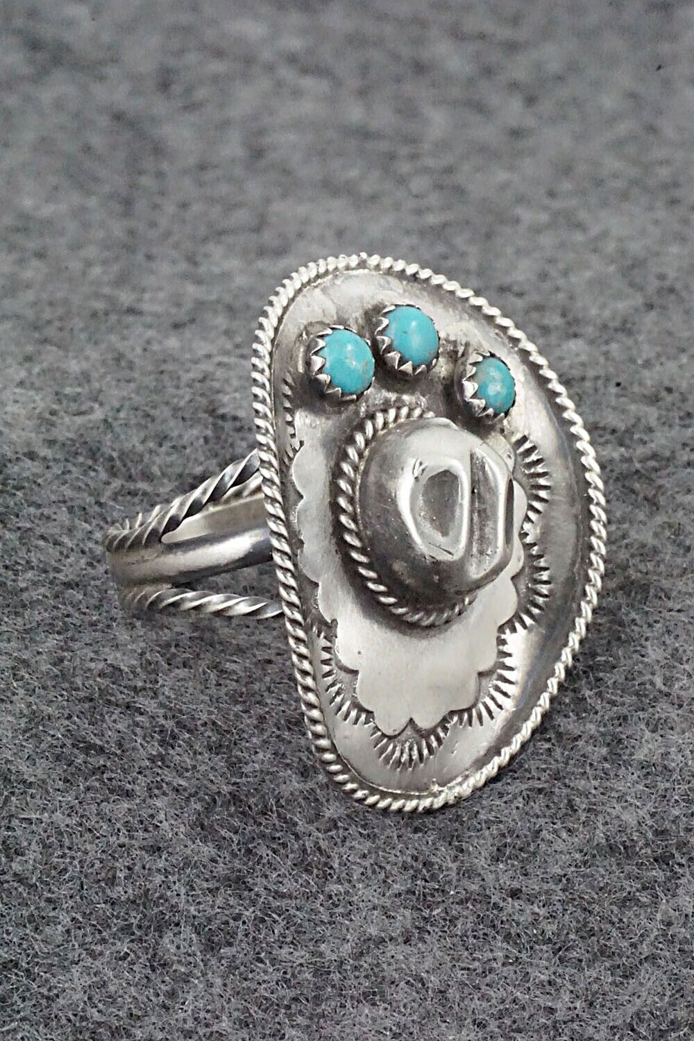 Turquoise & Sterling Silver Ring - Bobby Platero - Size 8